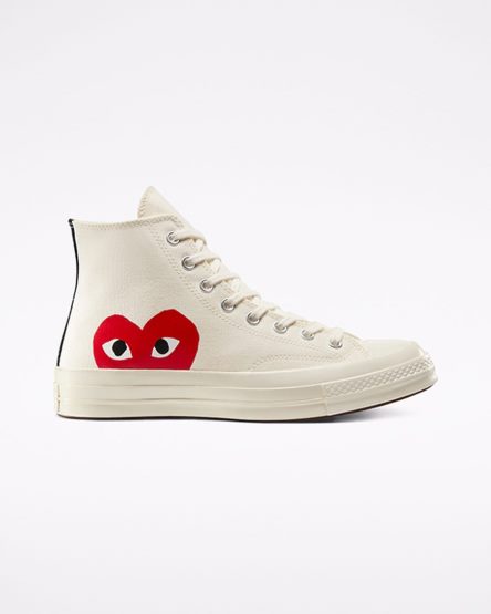 Tenisky Vysoke Converse x Comme des Garçons PLAY Chuck 70 Panske Biele Červené | SK DPG11U0